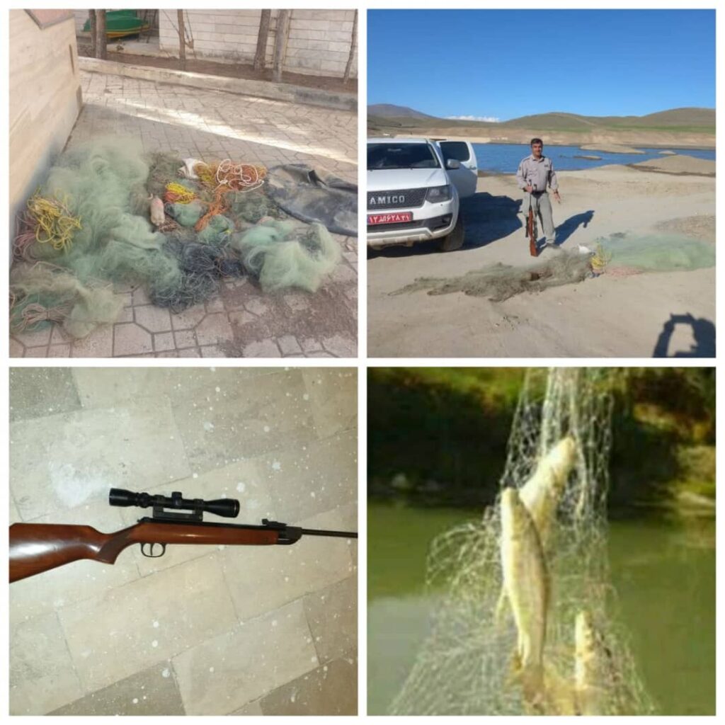 دستگیری پنج صیاد غیر مجاز و ضبط ۸۰۰ متر تور ماهیگیری در شهرستان‌های الیگودرز و رومشکان